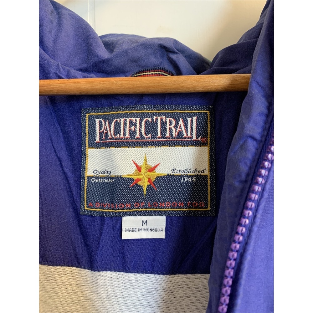 Vintage Pacific Trail Jacket Men's‎ Medium Coat Regular Rain Hiking Purple Green - Picture 8 of 13